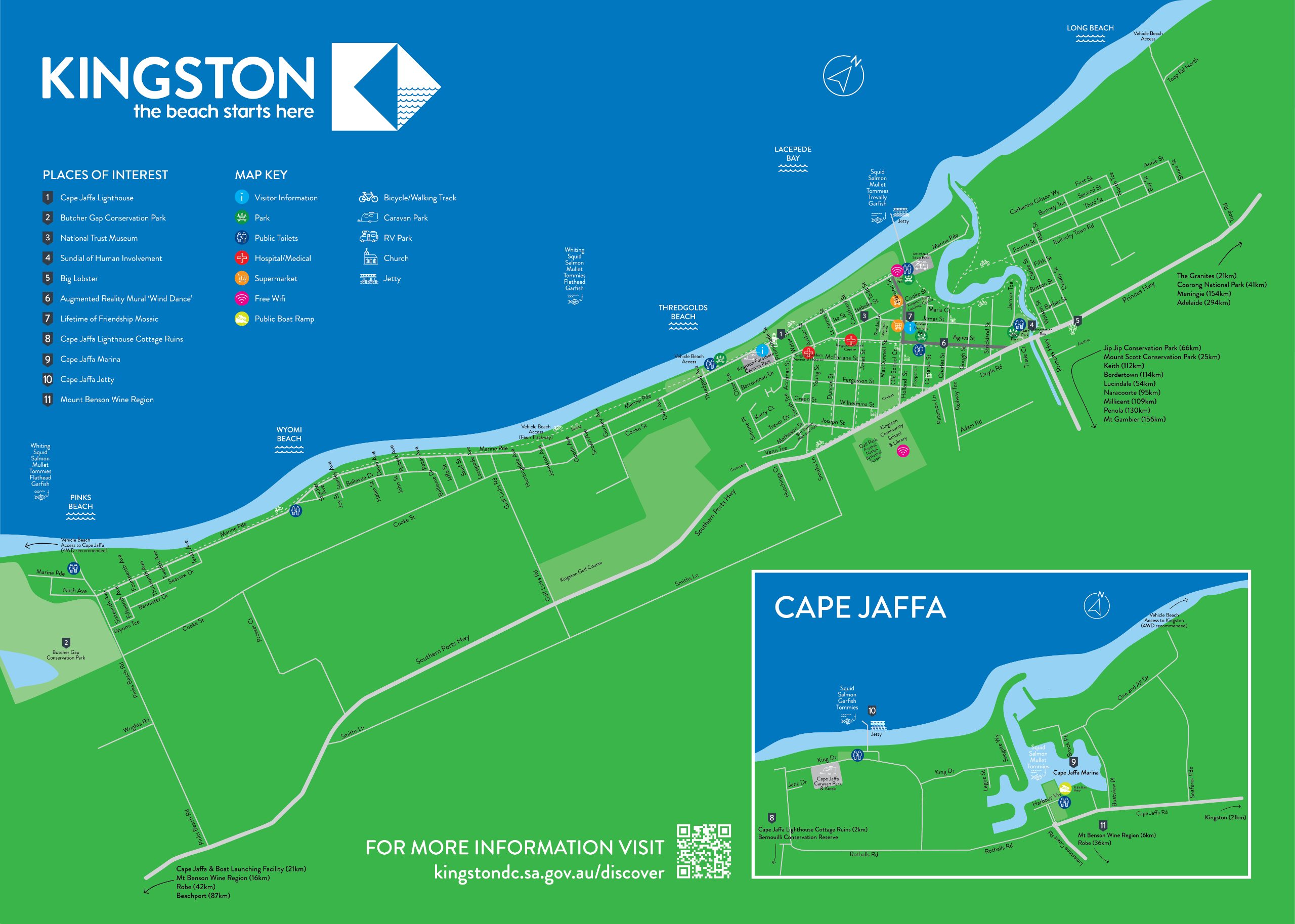 Kingston SE & Cape Jaffa - Map